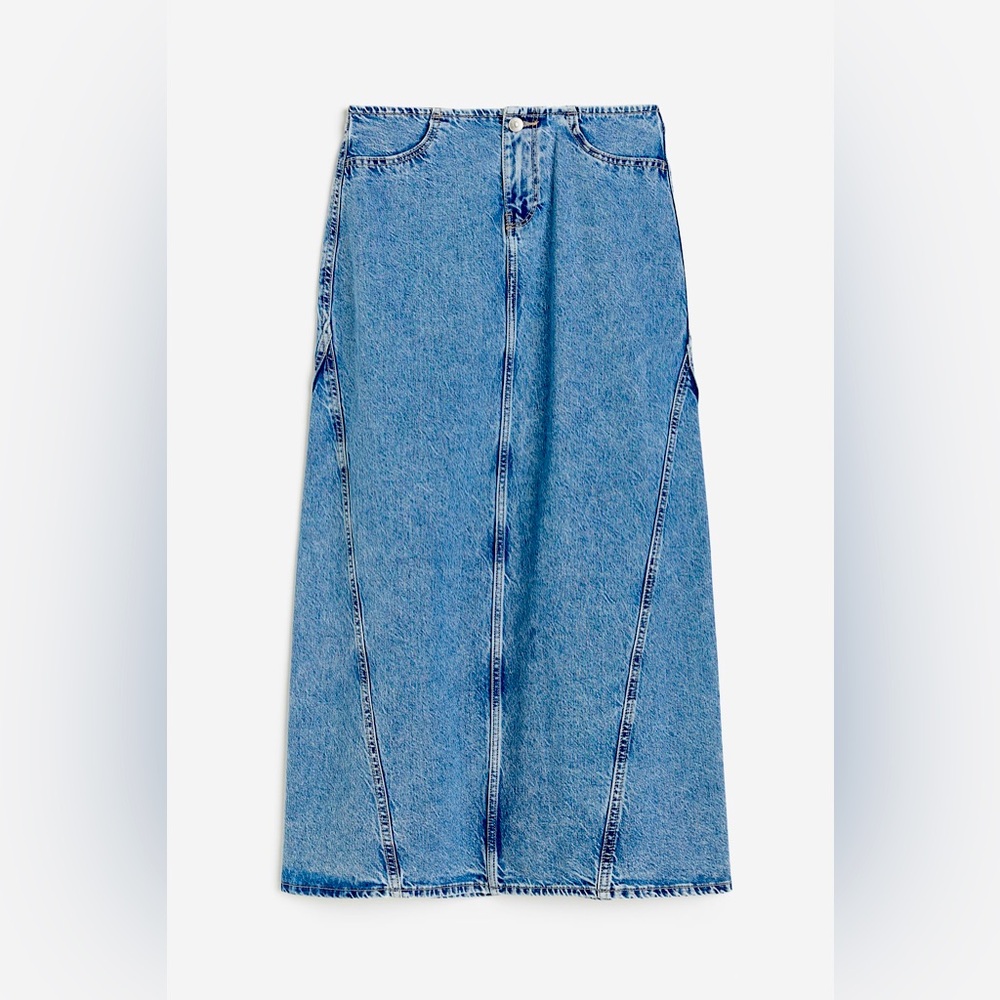 H&M Women’s Medium Blue Denim Midi Skirt Size 6 NWT